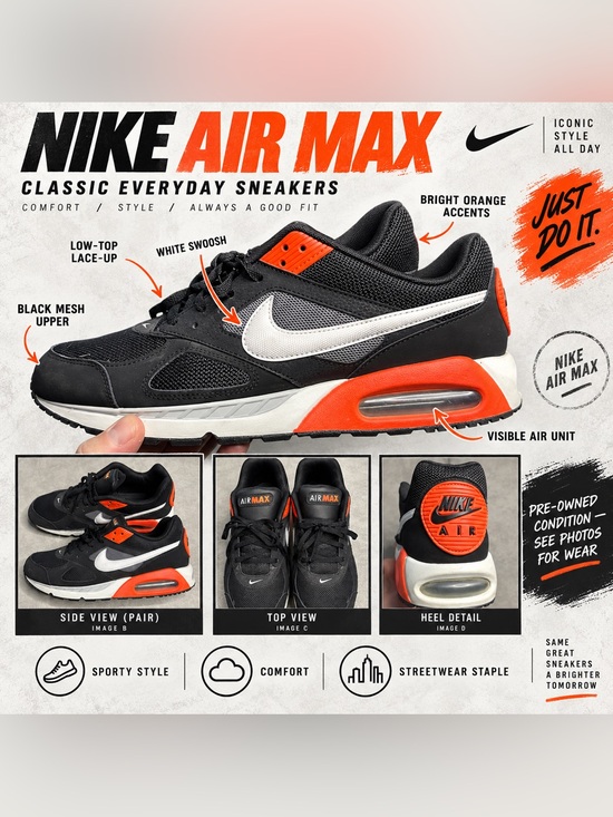 Nike Other - Nike Retro AirMax 90 Men’s Black/Orange/White